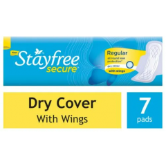 Stayfree Sanitary Pads - Secure Dry Cover, with Wings, 7 Pads