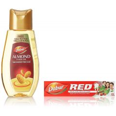 Dabur Almond Hair Oil 200ml Free With Dabur Red Toothpaste