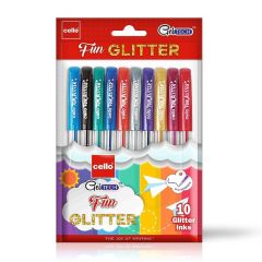Cello fun glitter gel pen (Pack of 10 pens in Multicolour ink)