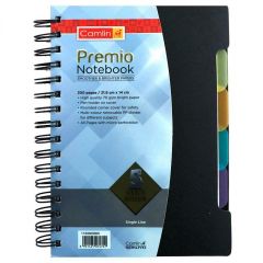 Camlin Premio Spiral 5 Subject Ruled Notebook (25x17.6cm) 300 Pages