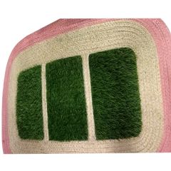 Oval Partial Cotton & Artificial Grass Type Doormat 