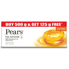 Pears Pure and Gentle,125g (Pack of 4) with Free Pears Pure and Gentle,125g